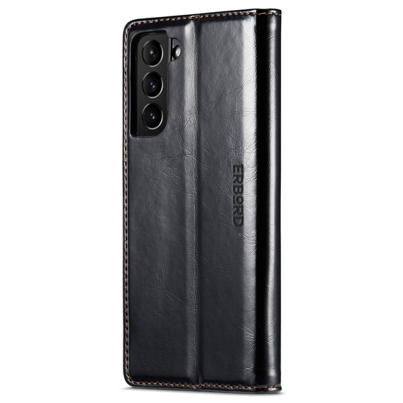Klapkové puzdro pre Samsung Galaxy S23, ERBORD Waxy Wallet, čierne