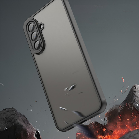 Matné puzdro pre Samsung Galaxy A17 5G, dymové s čiernymi stranami