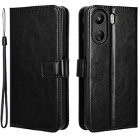 Klapkové puzdro pre Xiaomi Redmi 13C / Poco C65, Crazy Horse Wallet, čierne