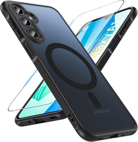 Puzdro pre Samsung Galaxy A16, pre MagSafe, ERBORD Matt Case, čierne + sklo na displej