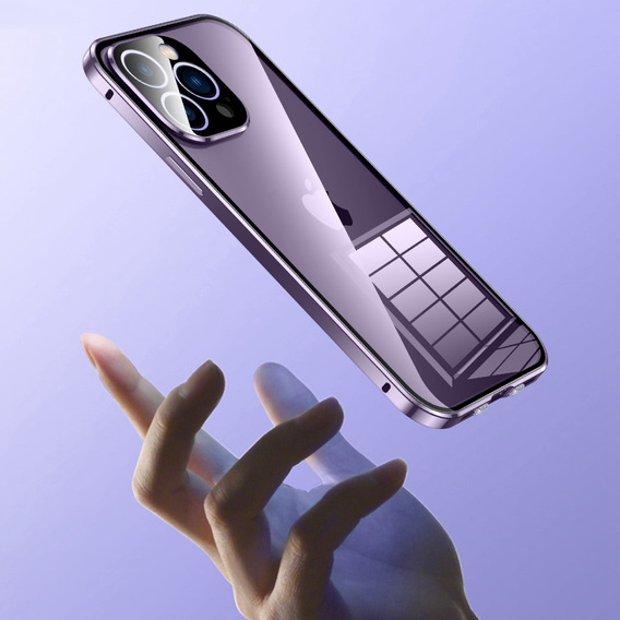 Puzdro pre iPhone 14 Pro, Magnetic Dual Glass, fialové