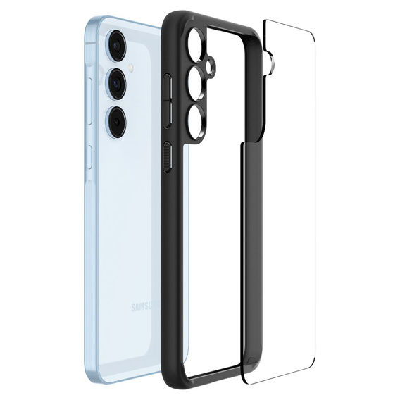 Puzdro Spigen pre Samsung Galaxy A55 5G, Ultra Hybrid, čierne + tvrdené sklo 9H