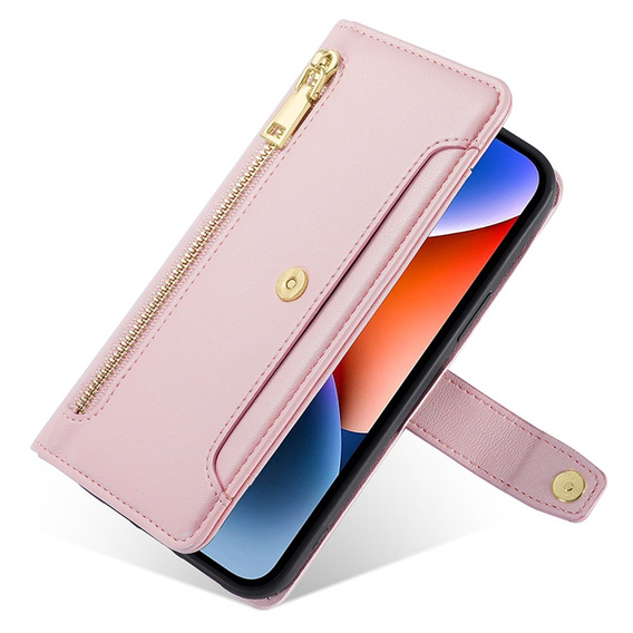 Klapkové puzdro pre Motorola Moto G84 5G, Wallet Zipper Pocket, ružové