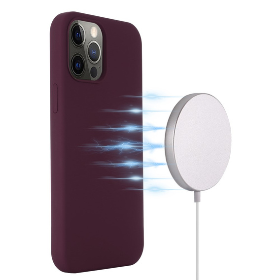 Obal na mobil pre iPhone 13 Pro, Silicone MagSafe, bordové