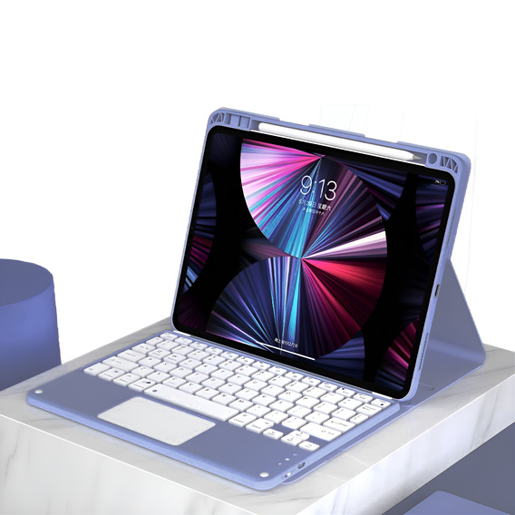 Puzdro + klávesnica iPad 10.2 2021 / 2020 / 2019 / Air 10.5 2019, Leather Pen Slot TouchPad, fialové