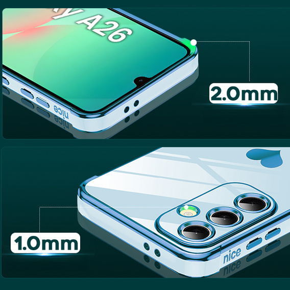 Puzdro pre Samsung Galaxy A26, Electro heart, modré + sklo 9H