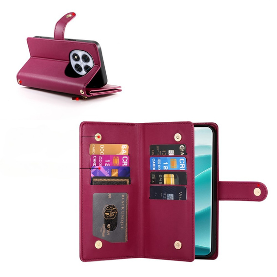 Klapkové puzdro pre Xiaomi Redmi Note 14 Pro 5G / Poco X7 5G, Wallet Zipper Pocket, červené