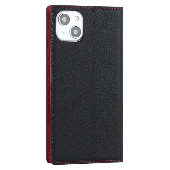 Klapkové puzdro pre iPhone 15, Litchi Skin Grain, čierne