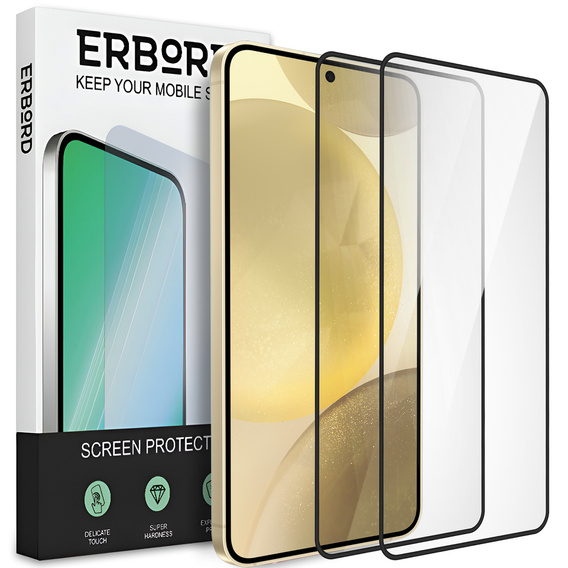 2x tvrdené sklo pre Samsung Galaxy S24+/S25+ Plus, ERBORD 3D pre celý displej