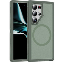 Puzdro s rámom pre Samsung Galaxy S24 Ultra, pre MagSafe, zelený