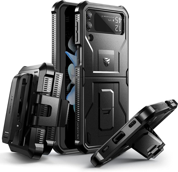 Pancierované puzdro pre Samsung Galaxy Z Flip 4 5G, Dexnor Clip Holder, čierne