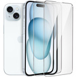 2x tvrdené sklo pre iPhone 15 Plus, ERBORD 9H Hard Glass na displeji