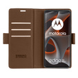 Puzdro pre Motorola Edge 50 Pro, ERBORD Glossy Litchi, flipová peňaženka, hnedé
