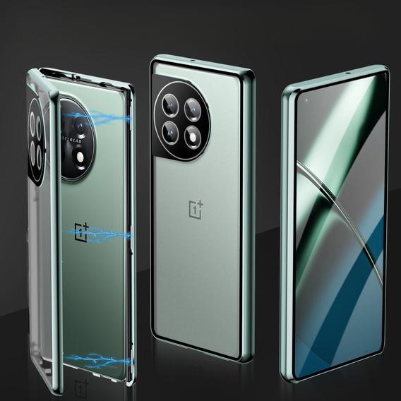 Puzdro pre OnePlus 11 5G, Magnetic Dual Glass, zelený