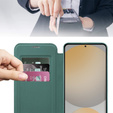 Klapkové puzdro pre Samsung Galaxy S24 FE, RFID Wallet MagSafe CamShield, zelený