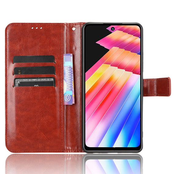 Klapkové puzdro pre Infinix Hot 30, Crazy Horse Wallet, hnedé