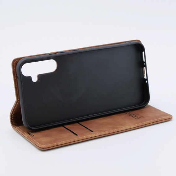 Puzdro pre Samsung Galaxy A34 5G, ERBORD Vintage, peňaženka s chlopňou, hnedé