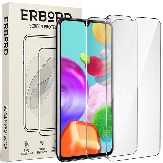 2x tvrdené sklo pre Samsung Galaxy A41, ERBORD 9H Hard Glass na displeji