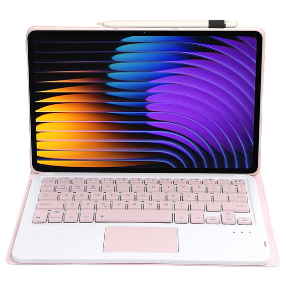 Puzdro s klávesnicou pre Xiaomi Pad 7 / 7 Pro, TouchPad, ružové