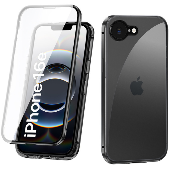 Puzdro pre iPhone 16E, Magnetic Dual Glass, čierne