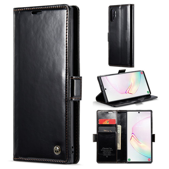 CASEME flipové puzdro pre Samsung Galaxy Note 10 Plus, Waxy Textured, čierne
