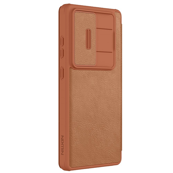 Flipové puzdro NILLKIN pre Samsung Galaxy S25 Ultra, CamShield Qin Pro, kožené, hnedé