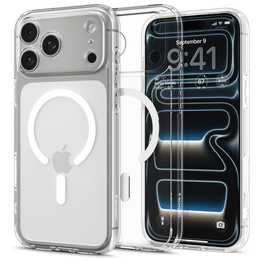 Spigen Ultra Hybrid MagSafe puzdro pre iPhone 17 Pro, číre / biele