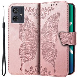 Klapkové puzdro pre Motorola Moto G54 5G, Butterfly, ružové rose gold