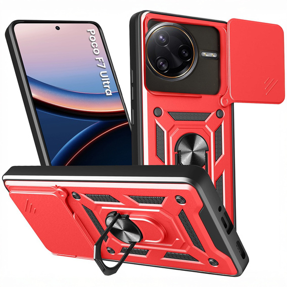 Obal na mobil pre Xiaomi Poco F7 Ultra, CamShield Slide, červené