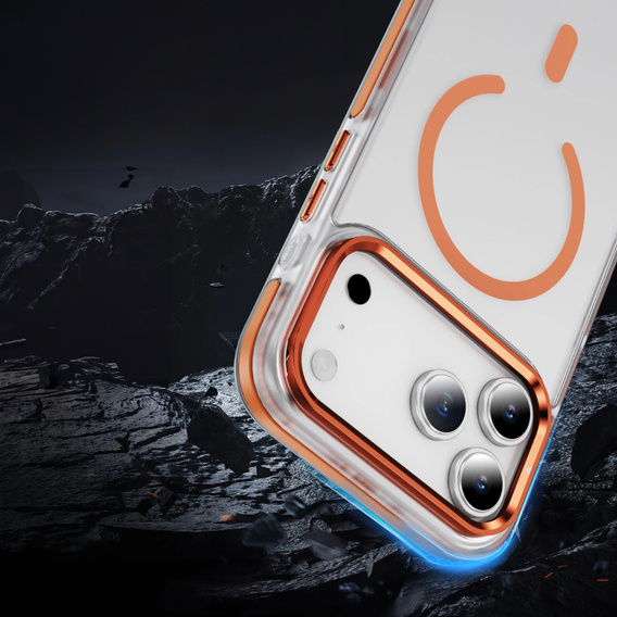 Obrnené puzdro MagSafe číre s oranžovými stranami pre iPhone 17 Pro