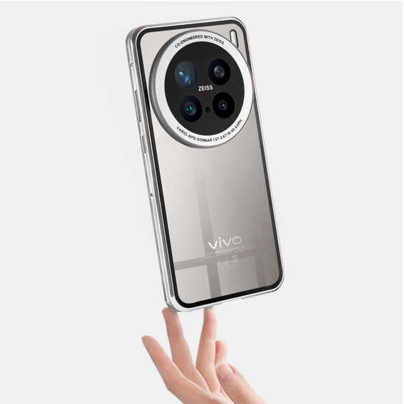 Puzdro pre Vivo X200 Pro 5G, Magnetic Dual Glass, strieborné