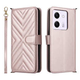 Puzdro s chlopňou pre Xiaomi Poco M7 Pro 5G, Crossbody Leather Wallet, ružové