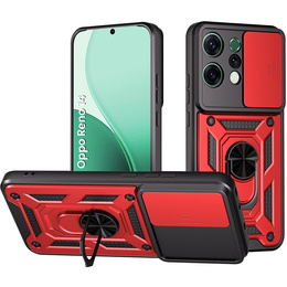 Obrnené puzdro pre Oppo Reno 14, s ochranou fotoaparátu, so stojanom, červené