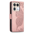 Klapkové puzdro pre Motorola Edge 50 Ultra, Butterfly, ružové rose gold