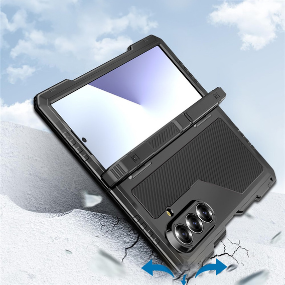 Pancierované hliníkové puzdro so stojanom a držiakom na stylus pre Samsung Galaxy Z Fold7 5G