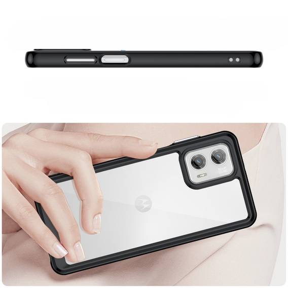 Obal na mobil pre Motorola Moto G73 5G, Fusion Hybrid, transparentné / čierne