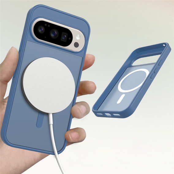 Matné puzdro pre Google Pixel 10 / 10 Pro, pre MagSafe, priesvitné modré