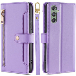 Klapkové puzdro pre Samsung Galaxy M34, Wallet Zipper Pocket, fialové