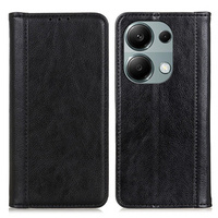 Obal na mobil pre Xiaomi Redmi Note 13 Pro 4G, Wallet Litchi Leather, čierne