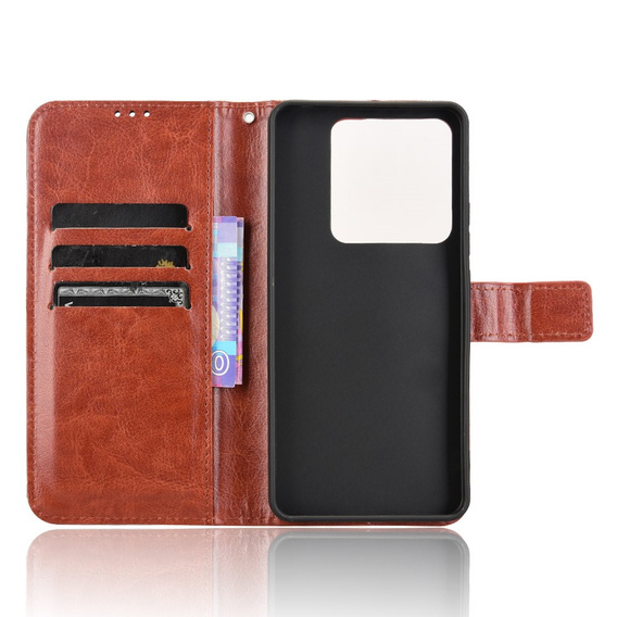 Klapkové puzdro pre Xiaomi Poco M7 Pro 5G, Crazy Horse Wallet, hnedé