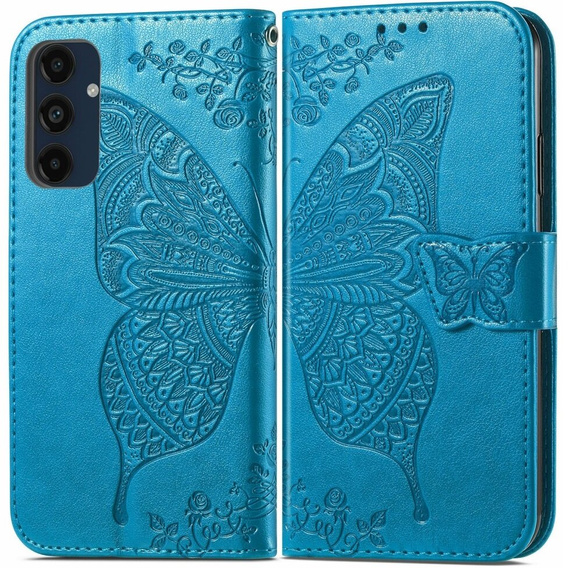 Klapkové puzdro pre Samsung Galaxy S24 FE, Butterfly, modré