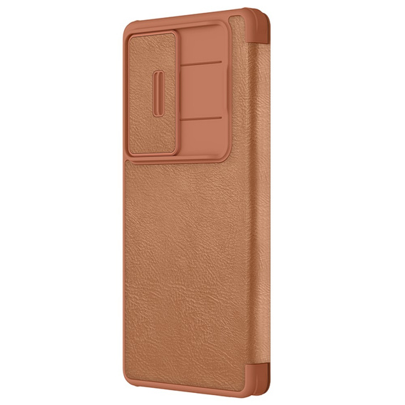 Flipové puzdro NILLKIN pre Samsung Galaxy S25 Ultra, CamShield Qin Pro, kožené, hnedé