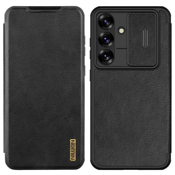 Flipové puzdro NILLKIN pre Samsung Galaxy A56, CamShield Qin Pro, kožené, čierne