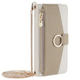 Flipové puzdro pre Motorola Edge 40 Neo 5G, Wallet Zipper Pocket, so zrkadlom, biele