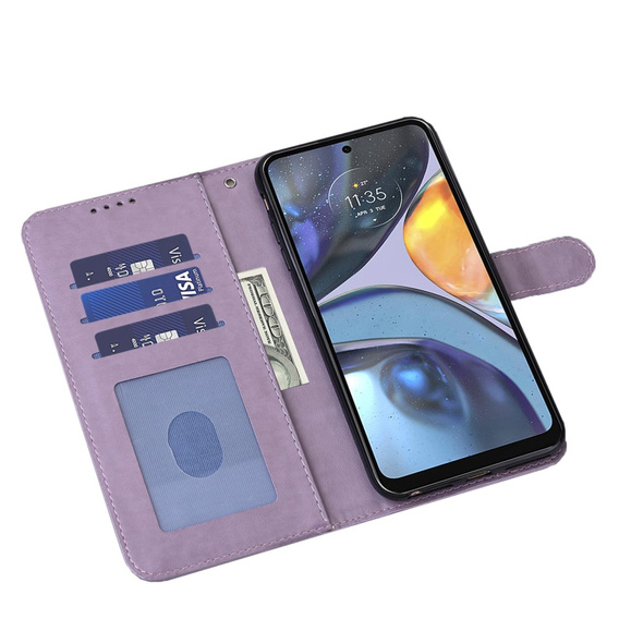 Klapkové puzdro pre Motorola Moto G22, tree, fialové