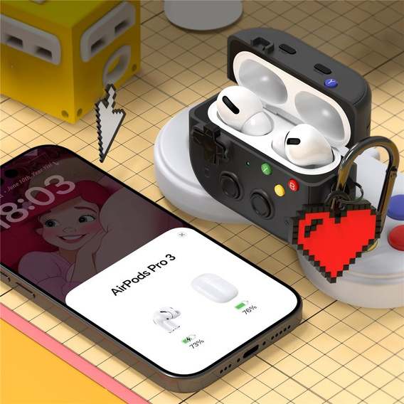 Retro puzdro na konzolu so srdiečkom pre AirPods Pro 3