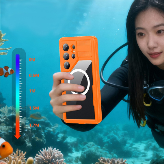 Redpepper MagSafe vodotesné puzdro pre Samsung Galaxy S26 Ultra, oranžové