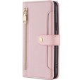 Klapkové puzdro pre Samsung Galaxy S23, Wallet Zipper Pocket, ružové