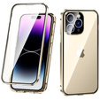 Puzdro pre iPhone 14 Pro, Magnetic Dual Glass, zlaté