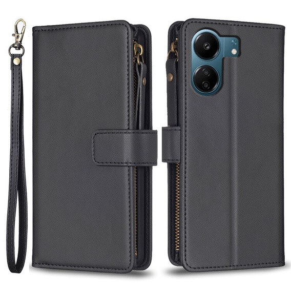 Klapkové puzdro pre Xiaomi Redmi 13C / Poco C65, Wallet Zipper Pocket, čierne